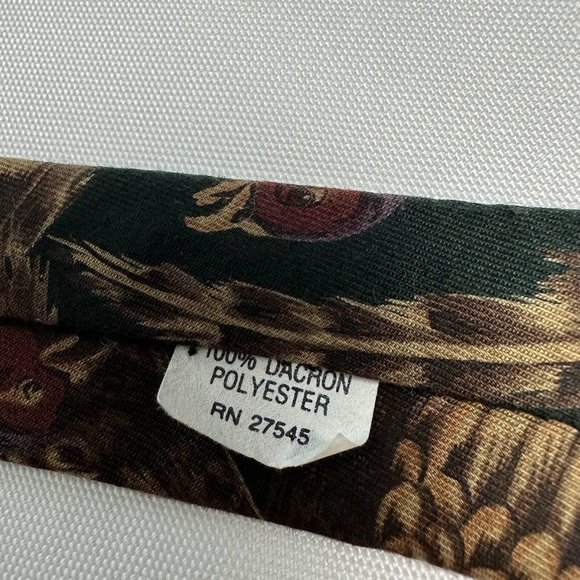 Vintage Daniel Adam Slim Narrow Tie Dark Brown Green Bird Picture Pattern Fancy - Picture 3 of 5